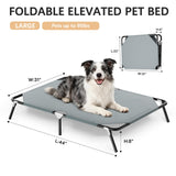Folding Elevated Dog Bed for Large Dogs, Portable Raised Camping Outdoor Dog Bed, Washable Elevated Pet Beds with No-Slip Feet, Raised Cooling Pet Beds for Indoor & Outdoor Use, Grey, 44 Inches