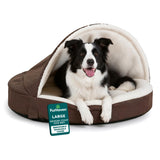 Furhaven 35" Round Memory Foam Dog Bed for Large/Medium Dogs w/ Removable Washable Cover, For Dogs Up to 50 lbs - Sherpa & Suede Snuggery - Espresso, 35-inch