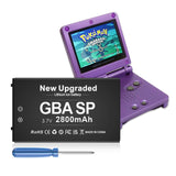 GBA Battery, Upgraded 2800mAh Ultra High Capacity Rechargeable Lithium-ion Battery for Nintendo GBA SP Gameboy Advance SP AGS-001 with Screwdriver