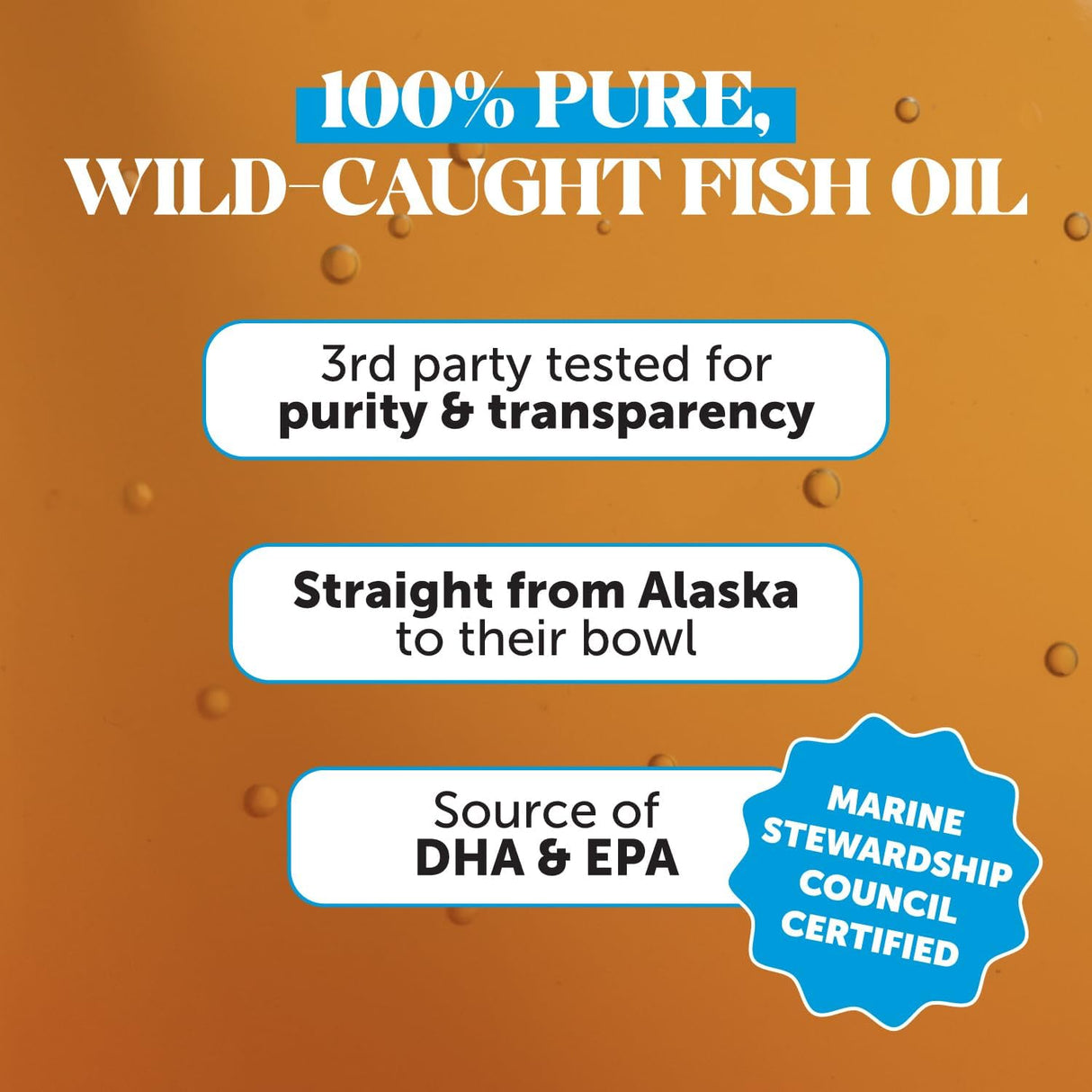 Omega 3 Fish Oil Supplement for Dogs & Cats (16oz), Wild Caught Omega 3 Fish Oil for Skin and Coat Health, Supports Shedding, Skin & Coat, Immunity, Joint, Brain & Heart, EPA + DHA