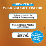 Omega 3 Fish Oil Supplement for Dogs & Cats (16oz), Wild Caught Omega 3 Fish Oil for Skin and Coat Health, Supports Shedding, Skin & Coat, Immunity, Joint, Brain & Heart, EPA + DHA