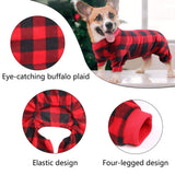Dog Pajamas Large Sized Dog Buffalo Plaid Christmas Pajamas Soft Flannel Pet Clothes Warm and Cozy Pjs for Dogs(XL)