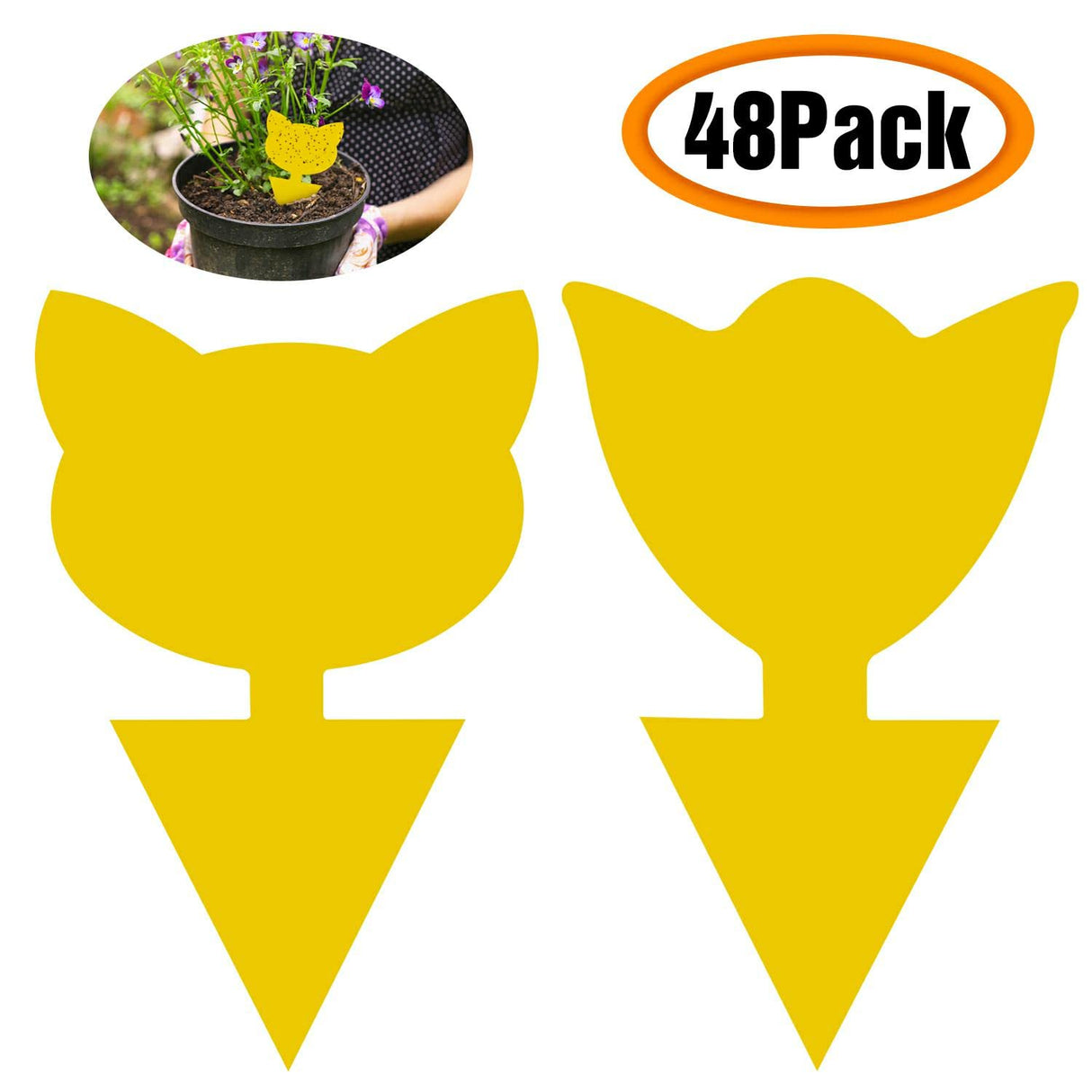 48 Pack Yellow Sticky Traps Gnat Trap, Sticky Trap Gnat Killer Indoor, Fruit Fly Traps Fungus Gnat Trap Insects Flies House Plant Trap Bug Sticky Traps for House Indoor