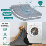 PetAmi Waterproof Dog Blanket, Leakproof Pet Blanket for Small Medium Large Dogs, Reversible Furniture Bed Sofa Couch Cover Protector, Plush Striped Pet Throw for Indoor Cat, 29x40 in, Black Grey