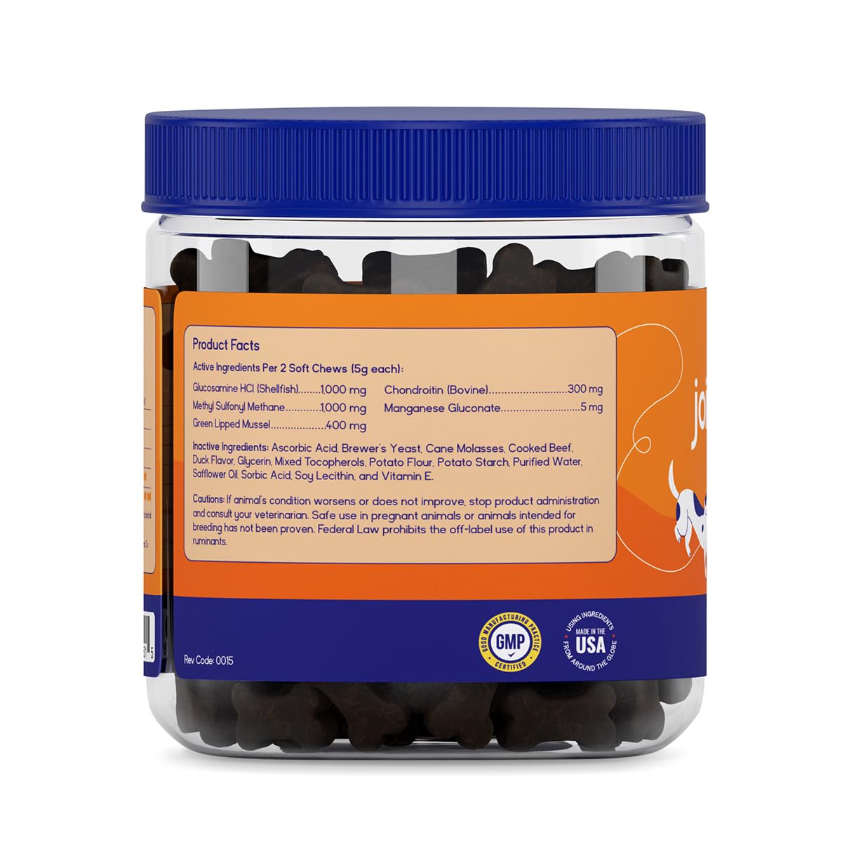 PupGrade Joint Support Supplement for Dogs - Natural Glucosamine Chondroitin with MSM - Hip & Joint Pain Relief - Recommended for Hip Dysplasia, Arthritis & Joint Disease - USA Tested - 60 Chews