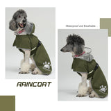 MAMORE Dog Raincoat Hooded Rain Jacket for Small Medium Large Dogs Slicker Poncho Bottom Waterproof Adjustable Reflective Breathable Leash Hole (Army Green, Large)
