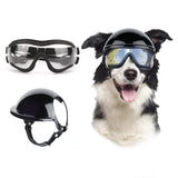 Billionchains Dog Goggles and Helmet Set - Anti-dust UV Protection Sunglasses, Durable Motorcycle Helmet With Ear Hole, Adjustable Pet Glasses for Medium to Large Dogs/Clear