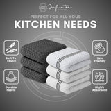 100% Cotton Kitchen Towels - 15x25 Inch Ultra Soft Tea Towel, Super Absorbent Terry Dish Towels for Kitchen Linens |Grey|
