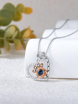 Dorunmo Personalized Photo Necklace Dog Cat Pet Picture 925 Sterling Silver Projection Pendant Gifts Paw Print Necklace for Dog Cat Pet Memorial for Women Lover