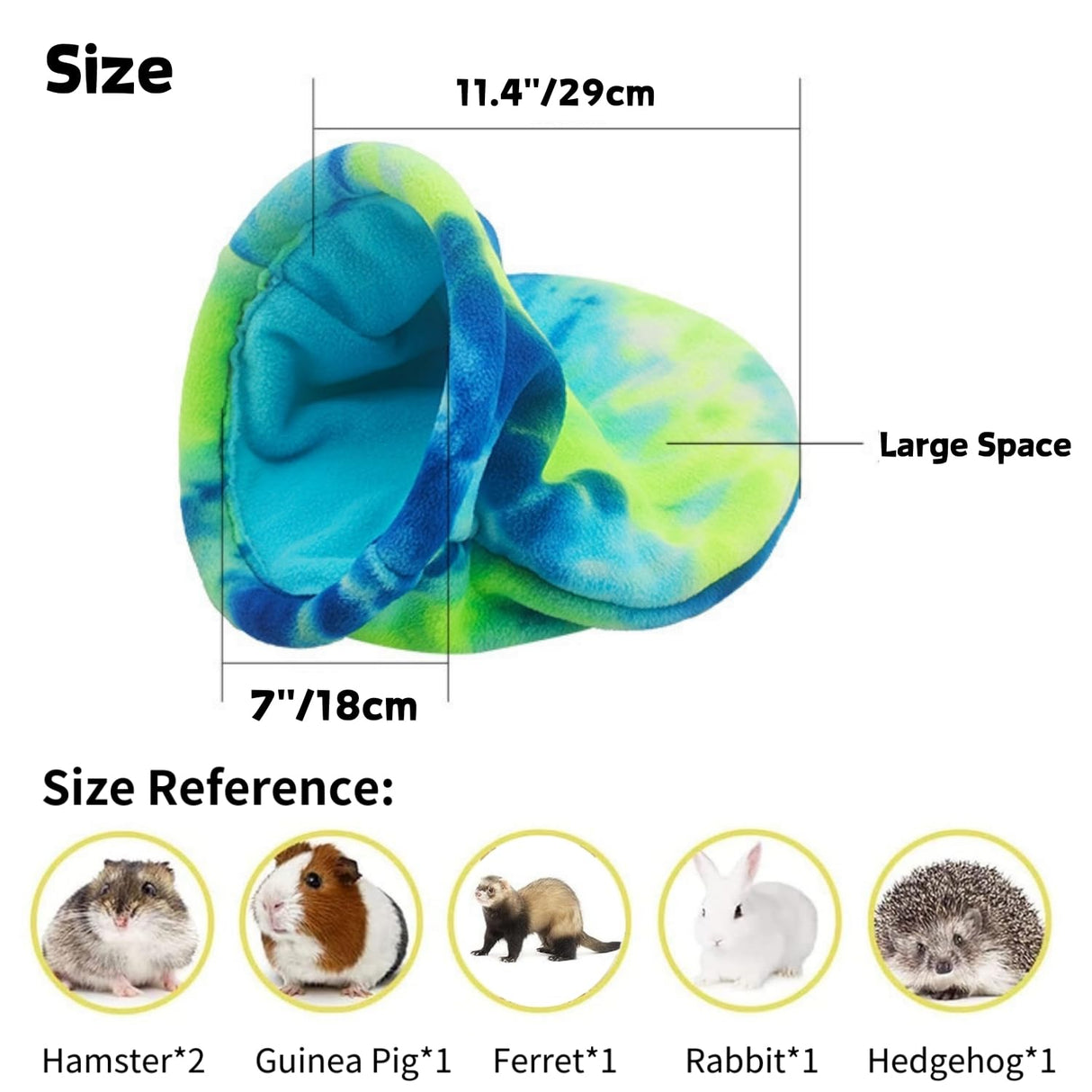 2 Pack Guinea Pig Snuggle Sack Soft Fleece Large Hideout Ferret Cozy Cave Hamster Sleeping Bag Small Animal Bed for Rabbit Bunny Chinchillas Rat Squirrel Hedgehog Cage Accessories (2 Pack, Large)