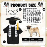 6 Pcs Dog Cat Graduation Cap and Gown Include 2026 Pet Graduation Gown Stole Puppy Grad Cap Lensless Glasses DIY Letter Stickers for Dogs Cats Holiday Costume Accessory (Black, Medium)
