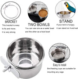 PINVNBY Parrot Feeding Cups Birds Food Dish Stainless Steel Parrot Feeders Water Cage Bowls with Clamp Holder for Cockatiel Conure Budgies Parakeet Parrot Macaw Small Animal Chinchilla Pack of 6