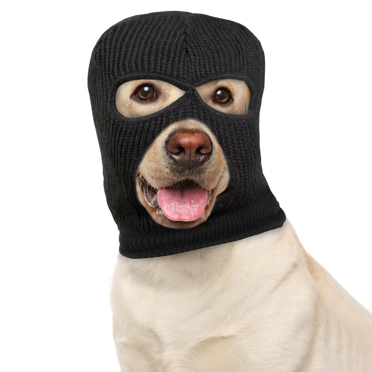 HOWWFALY Dog Halloween Christmas Costume Ear Muffs Noise Protection Knitted Dogs Ears Warm Hats Dog Robbers & Thieves Mask Funny Pet Cosplay for Medium Large Pets(Black Mask)
