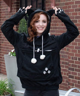 ALYC Unisex Hoodies Pet Holder Cat Dog Large Pouch Carriers Pullover with Cat Printing Sweatshirt (Black-Classic Version, XXXXL) ??
