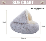 ZaneSun Calming Round Dog Bed & Cat Cave with Hooded Cover, Plush Fluffy Anti-Anxiety Cat Bed, Waterproof Bottom Washable (Coffee, 20x20inch)
