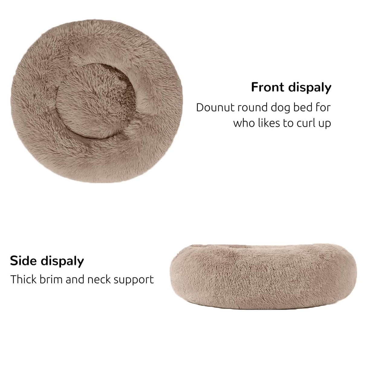 HACHIKITTY Calming Donut Cuddler Dog Bed, Indoor Puppy Beds for Large Dogs, XLarge 36''