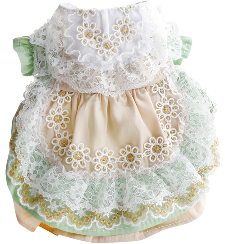 MaruPet Elegant Princess Lace Dress Tutu Queen Style with Bowknot for Small, Extra Small Dog Teddy, Pug, Chihuahua, Shih Tzu, Yorkshire Terriers M-Green-1 S