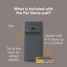 Load image into Gallery viewer, Pet Genie Pail | Dog Waste Disposal System for Outdoor and Indoor Odor Control | Dog Poop Trash can | Includes 1 Square Refill Bag That Lasts up to 2 Months

