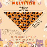 Halloween Dog Bandanas 2 Pack Washable Soft Cotton Halloween Pumpkin and Spider Bibs Scarf Multiple Sizes Offered Premium Durable Fabric Adjustable Fit