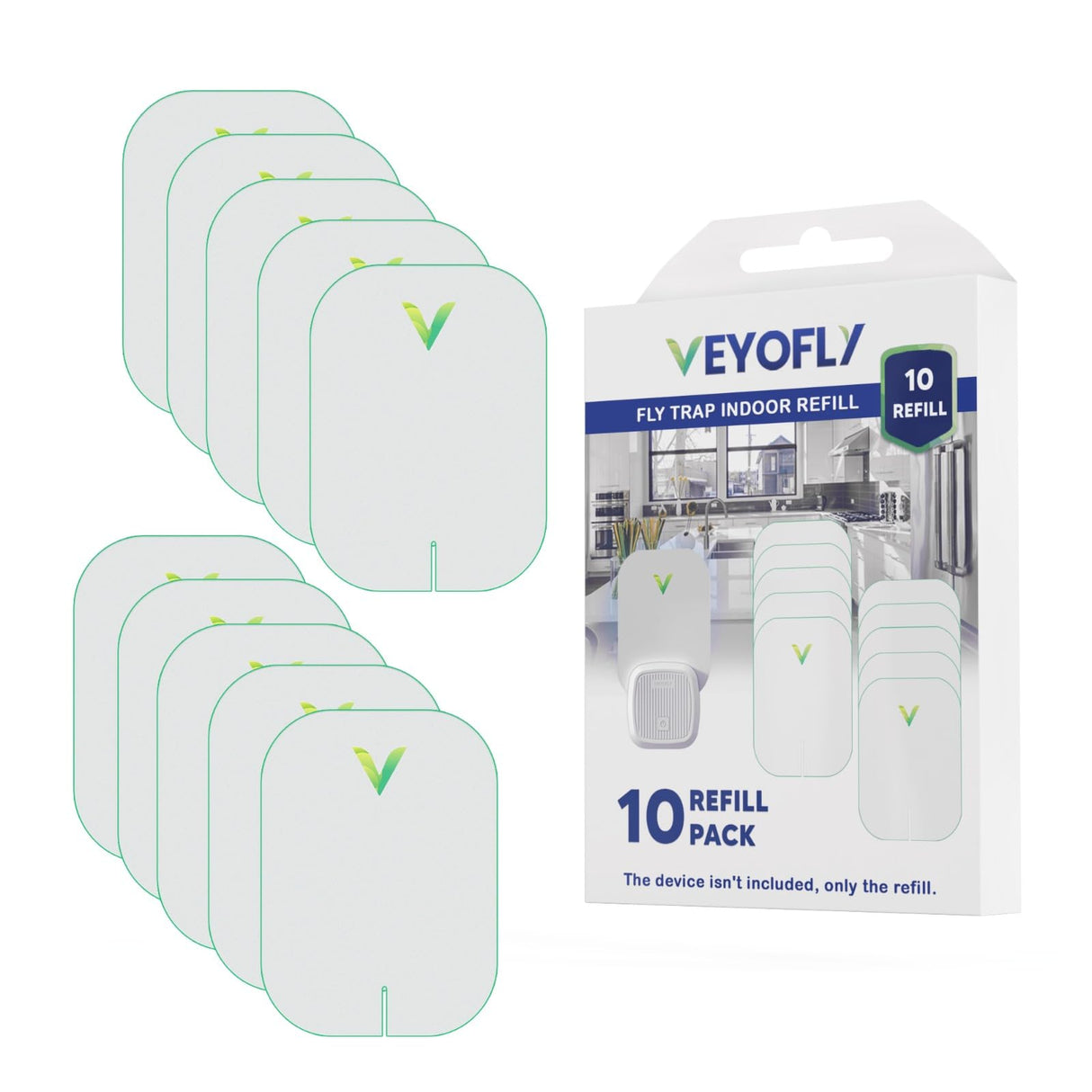 VEYOFLY Refills for Flying Insect Trap, Insect Catcher, Indoor Fly Trap, Safer Home, Fruit Fly Traps for Indoors, gnat Killer Indoor, Bug Killer, Mosquito Killer (Pack of 10)