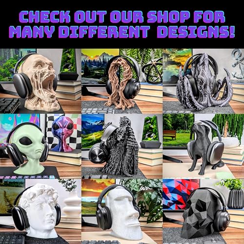 Moai Headphone Stand - Universal Headset Holder - Desk Accessory - Stands and Mounts for Desktop - Gaming Setup - Gamer Accessories (Galaxy Black)