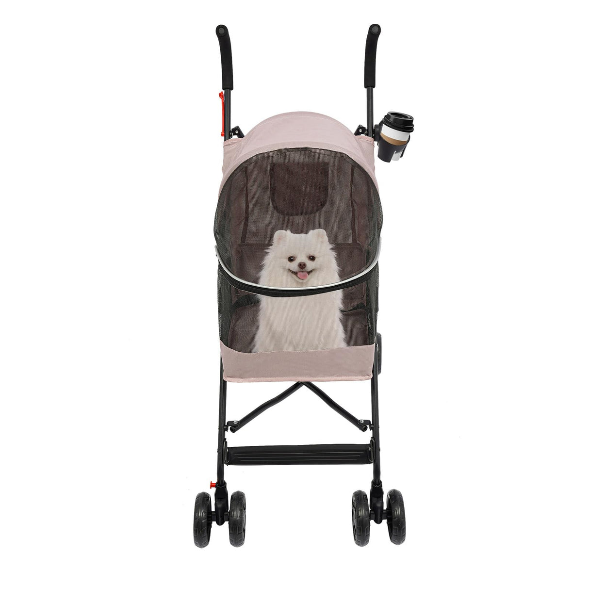 Foldable Pet Stroller for Small Medium Dogs & Cats up to 22 lbs, Lightweight Travel Buggy with Safety Leash, Cup Holder, Breathable Mesh & Quick Fold Wheels