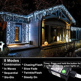 132ft Icicle Lights for Outside, 1280 LED White Christmas Lights Outdoor with 240 Twinkle Drops, 8 Modes Plug in Waterproof Timer Memory for Tree Wedding Party House Patio Eave Yard Holiday Decoration