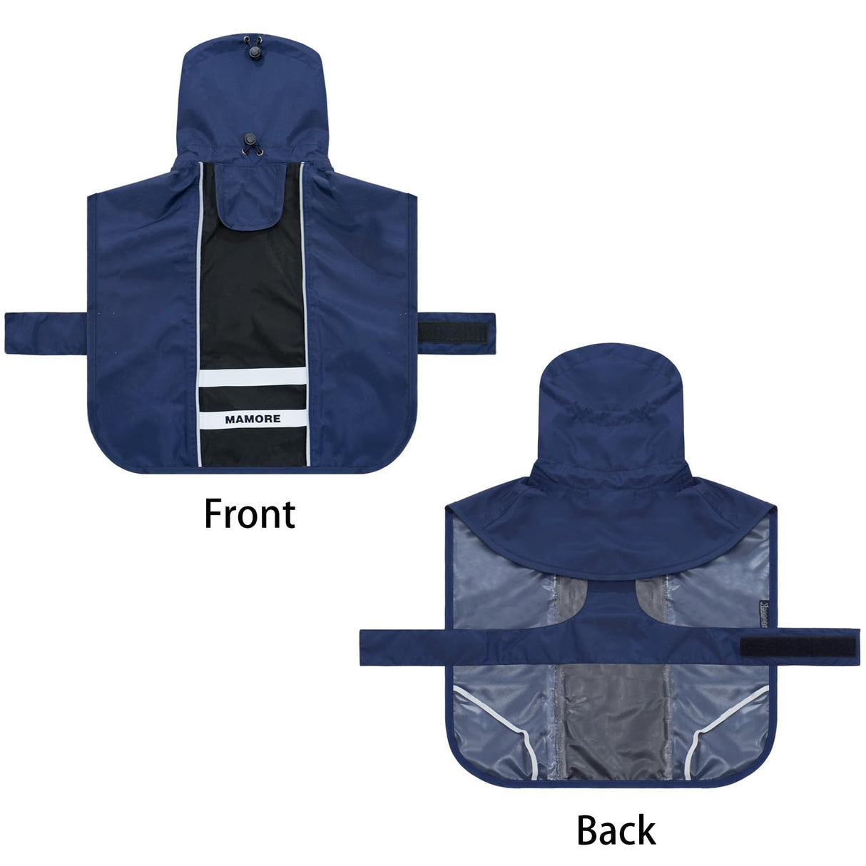 Adjustable Dog Raincoat, Waterproof Dog Rain Jacket for Small Medium Large Dogs,Reflective Lightweight Pet Rain Coat with Leash Hole (Navy&Black, Medium)