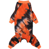 PriPre Dog Pajamas for Large Dogs Cotton Tie dye Pet Clothes Dog Onesie Jumpsuit Pet Sleeper Shirts Full Coverage Dog pjs (3XL, Black Orange)