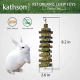 kathson 4PCS Bunny Chew Toys for Teeth Grinding, Chinchilla Treats Organic Bamboo Sticks Natural Fruitwood Branches for Rabbits Guinea Pigs Hamsters (Fruitwood Sticks+Alfalfa Cakes)
