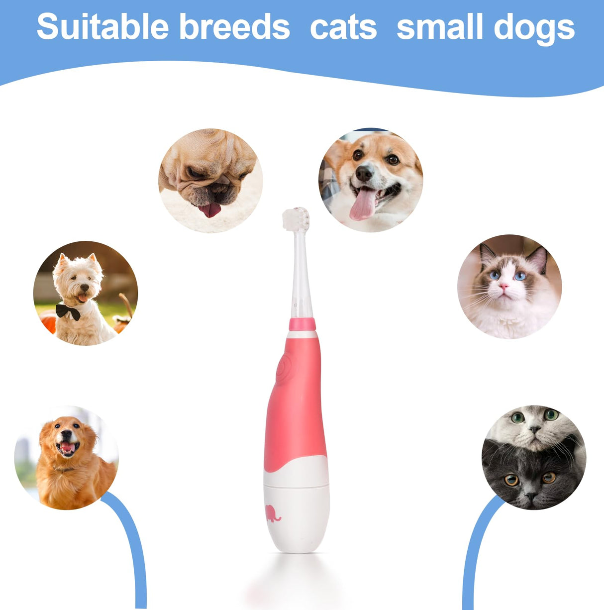 KOPBTBOY Dog/Cat Electric Toothbrush, Pet Electric Toothbrush with Searchlight/Soft Bristles, Suitable for Small Dogs and Cats