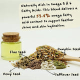 KikiBirds Feather Shine High Potency Blend with Bee Pollen & Freeze-Dried Sprouts - Premium Parrot Food for Molting, Breeding & Growth - Omega Rich | 17.5% Plant Protein | USA-Made