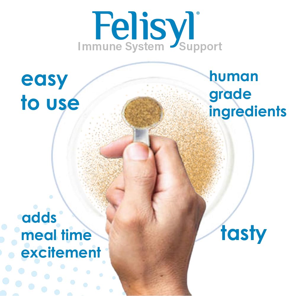 Felisyl L-Lysine Granules for Cats 100g (3.5 oz, 310 Servings) – Supports Immune, Respiratory, and Eye Health. Eases Sneezing, Runny Nose, and Watery Eyes. Tasty Salmon Flavor - Made in The USA