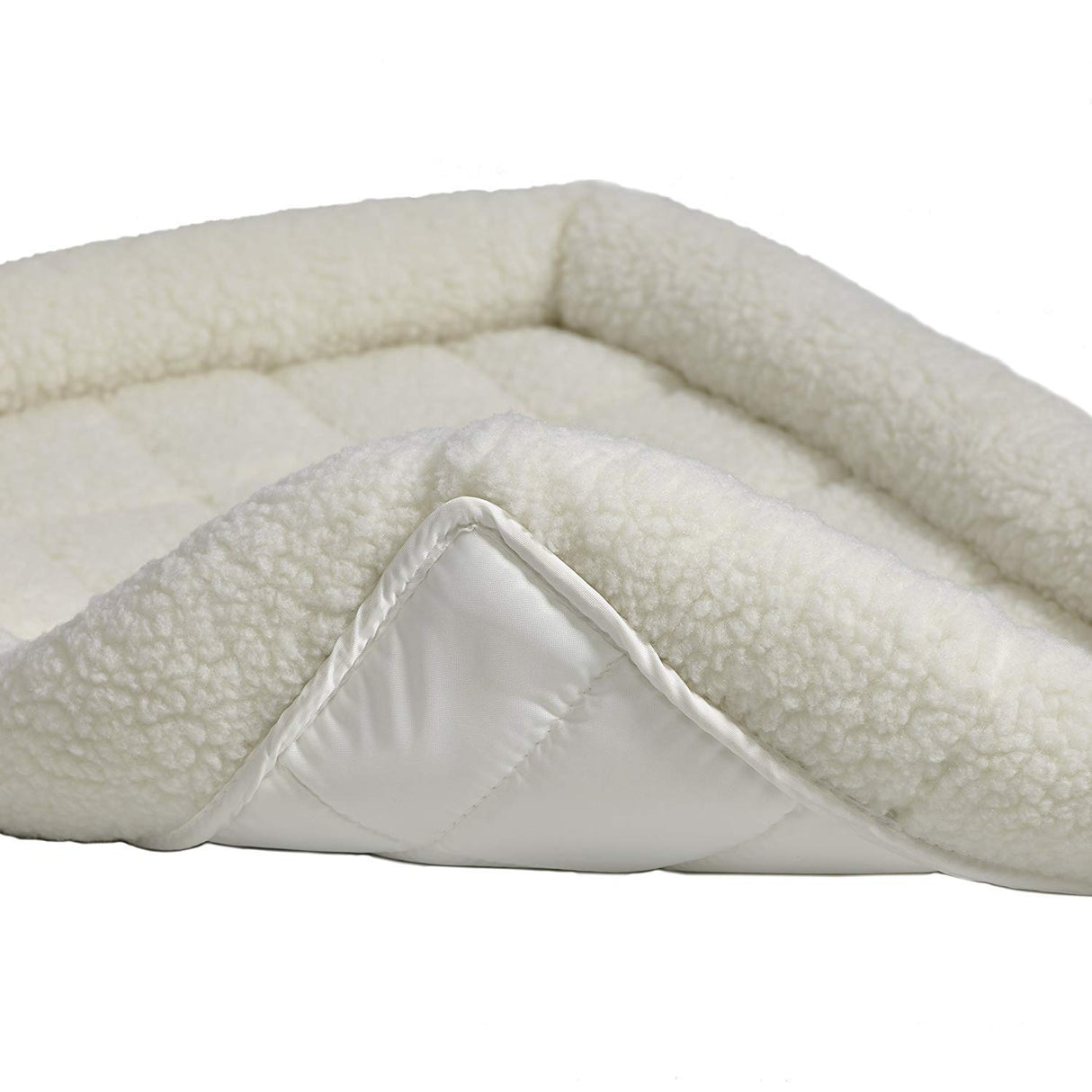 MidWest Homes for Pets QuietTime Dog Bed – White Fleece Bolster, Ultra-Soft and Machine Washable, Fits 30-Inch Crates and Carriers, for Medium Breed Dogs