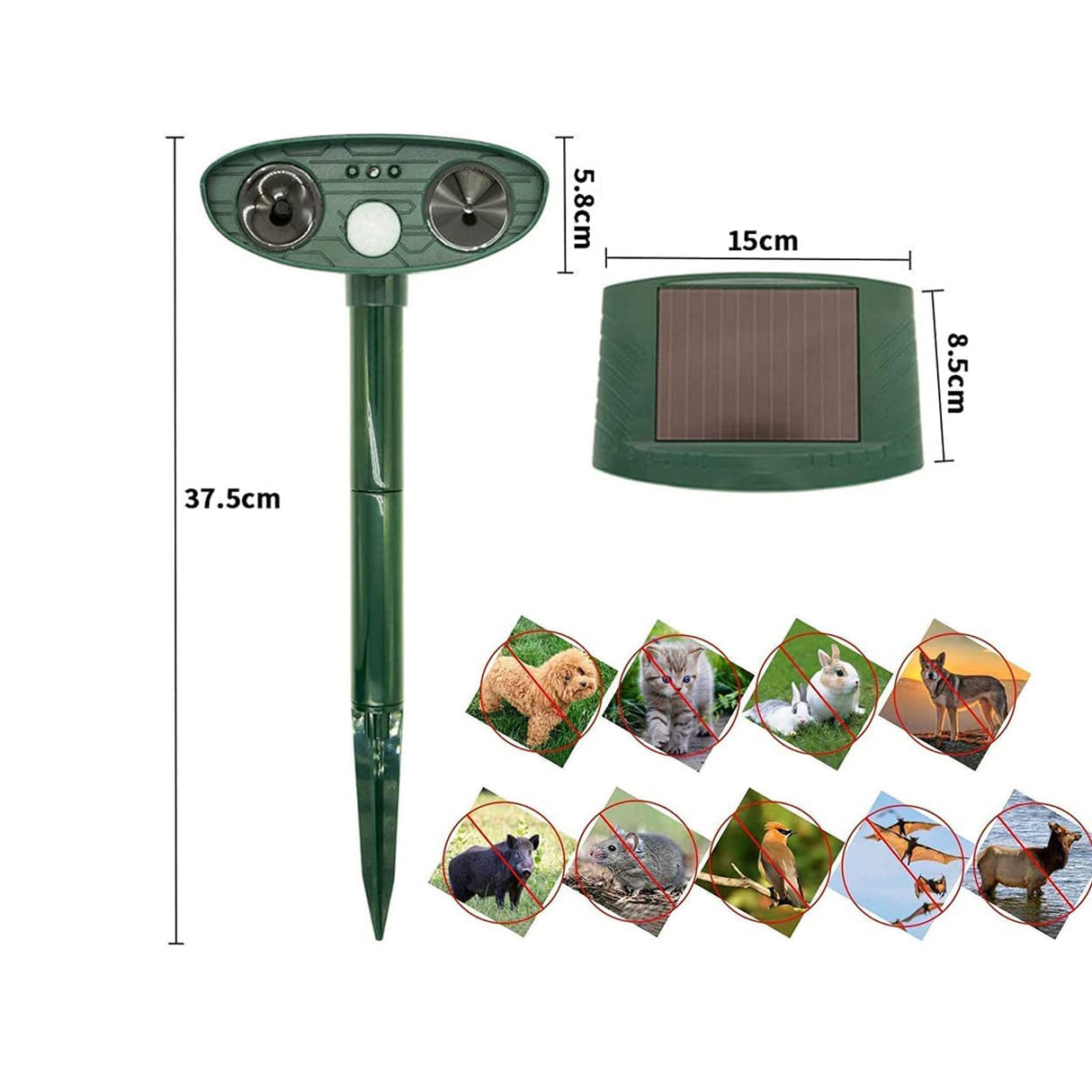 Solar Animal Repeller Outdoor Ultrasonic Animal Pest Repellent with Motion Sensor to Keep Birds Mole Rabbit Deer Raccoon Away, Deterrent Protect Garden Yard Farm, Green Color