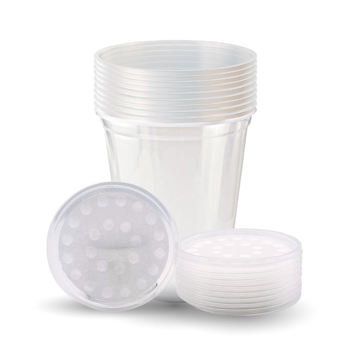 Snout and Shell Deli Cups with Fabric Vented Lids, 10 Pack - Secure Fruit Fly & Insect Cultures, Prevent Escapes & Contaminants, Easy Fruit Fly Media Preparation, Hot Liquid Safe