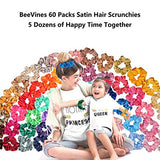 BeeVines Hair Scrunchies, Satin Silk Scrunchies, Silky Curly Hair Accessories for Women, Hair Ties Ropes for Teens, Girl’s Birthday Thanksgiving Christmas Gift, 60 Pack