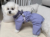 Mile High Life Waterproof Dog Raincoat, Full Coverage Small Dog Rain Coat with Harness, Adjustable 4 Legs Puppy Rain Jacket with Reflective Strip and Elastic Cuffs (Purple, XS Back Length 11.4")