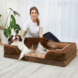 Comfort Expression Orthopedic Dog Bed for Extra Large Dogs 45x35 Inch, Waterproof Supportive Egg Crate Foam XL Pet Bed with Removable Bolsters, Dog Couch with Washable Cover & Non-Slip Bottom, Brown