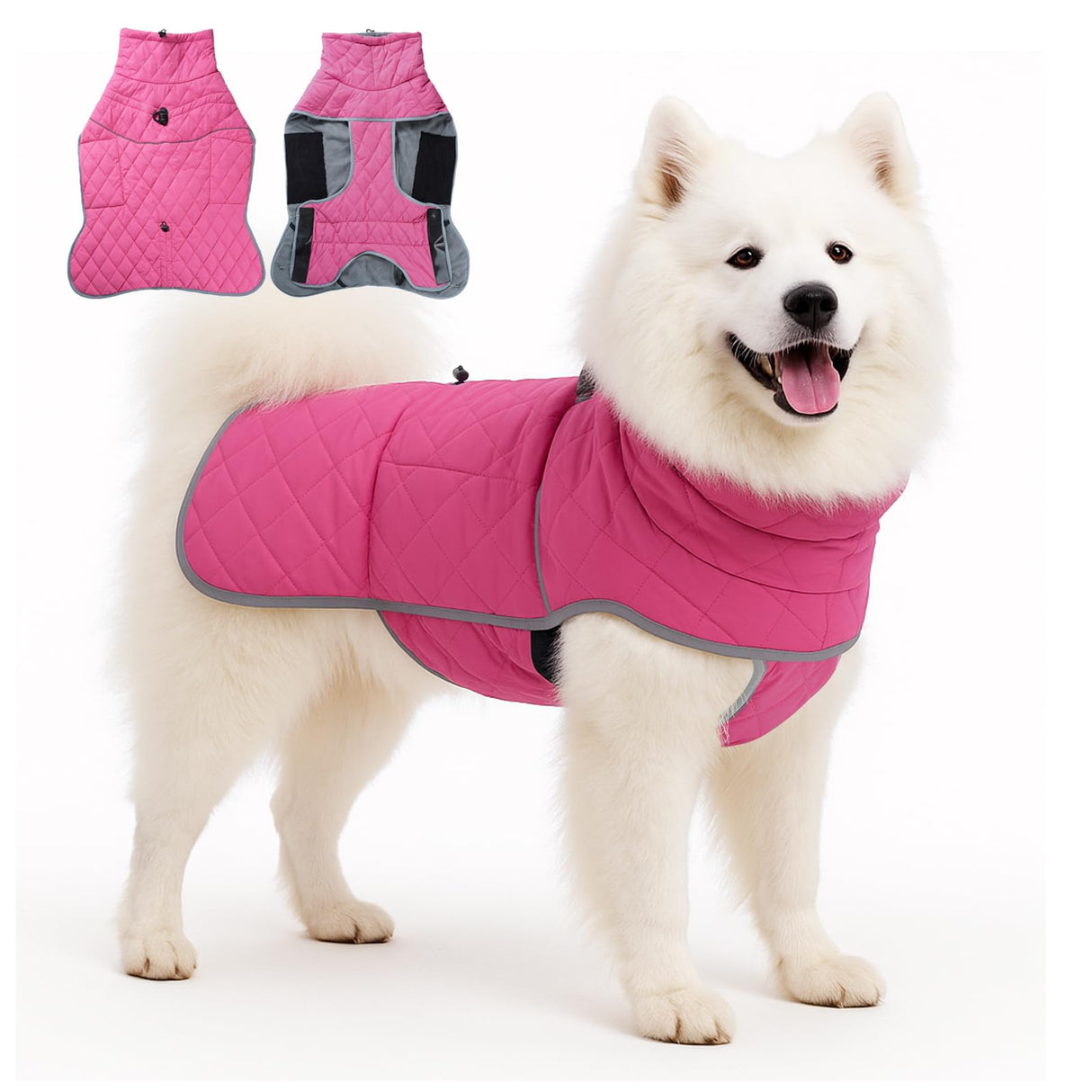 Medium to Large Dog Coat, Winter Dog Jacket, Puppy Cold Weather Coat, Suitable for Winter Warmth (Rose Red, X-Large)