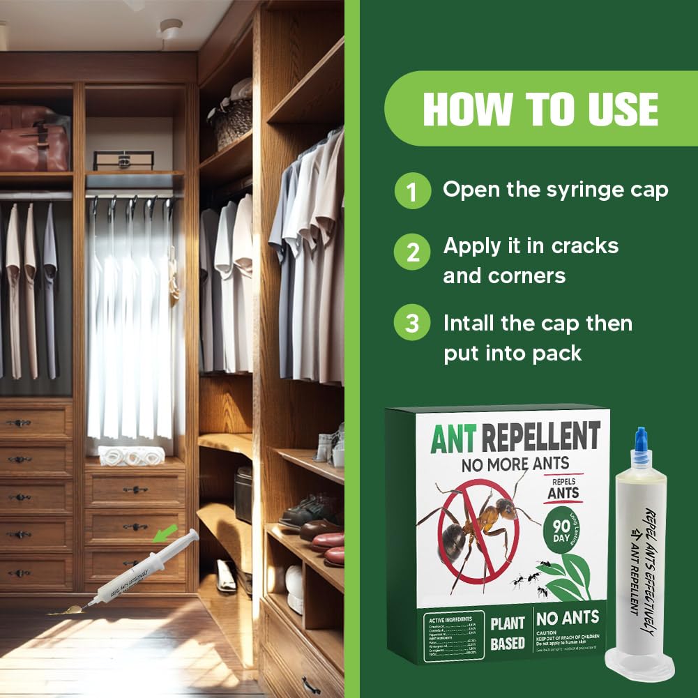 Ant Repellent Indoor Pet Safe, Ant Repellent Outdoor, Get Rid of Ant, Keeps Ants Away, Ant Deterrent for Home, Protects up to 120 sq ft, Natural Ingredients, People/Pet/Plant Friendly- 4P