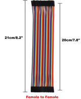 40pcs 20 cm (8 inch) Female to Female Multicolored Dupont Wire Breadboard Jumper Ribbon Cables Compatible with Arduino Projects(F/F)