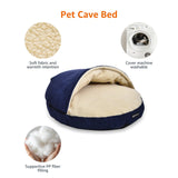 Amazon Basics Pet Cave Bed for Dog, With Removal Nesting Cave Cover, Fits up to 35lbs Pets, 30 x 30 x 12.5 inches, Blue