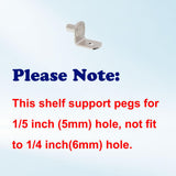 Shelf Support Pegs, 50 Pcs Shelf Pegs with Hole, 5mm (1/5 inch) Cabinet Shelf Bracket Pegs, L-Shaped Nickel Plated Shelf Pins Holders for Bookcase Kitchen Closet Shelf Shelves Furniture Cabinet
