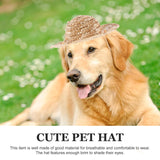ULTECHNOVO Pet Straw Sun Hat Adjustable Summer Bucket Cap for Dogs and Cats Large Size 8.3 Inch Breathable Garden Beach Outdoor Protection