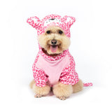 DELIFUR Dog Leopard Print Costume - Adorable Dog Halloween Hoodies for Small Medium Pet Cute Animal Clothes Cosplay Sweatshirt Pink (Leopard Print, Medium)