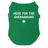 Here for The Shenanigans Dog Tee Shirt | Sleeveless Breeds | St.Patrick's Day | Lucky | Shamrock | Irish Holiday |Green, 2X-Large 1554