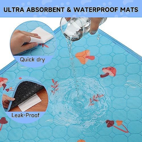 Washable Pee Pads for Dogs, 4-Pack Reusable Puppy Pads, Waterproof Non-Slip Wee Wee pad, Absorbent and Leakproof Training Mats for Potty, Crate, Playpen, Bed, Sofa, 18"x 24"