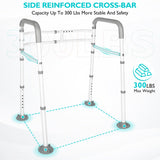 Toilet Safety Frame- 300lbs Adjustable Safety Grab Bar, Toilet Frame with Handle and Suction Cups Toilet Safety Guard for Elderly (White Grey)