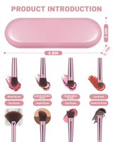 8Pcs Makeup Brushes Set Premium Eyeshadow Brush Professional Angled Eyebrow Brush Lip Brush Eyeshadow Brush Set With 3Pcs Powder Puffs and Pink Case 12 in 1